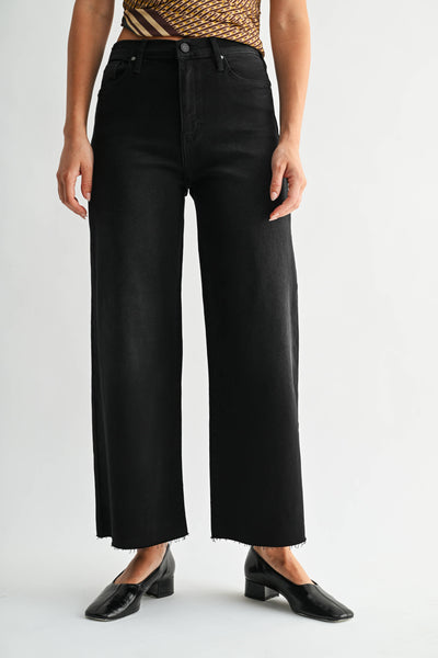 High Rise Scissor Cut Black Jeans