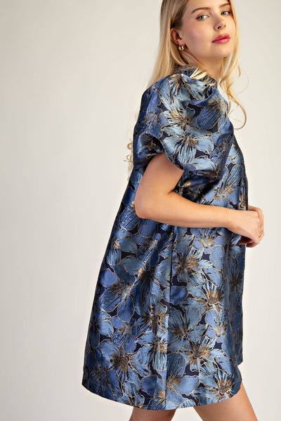 Gilded Garden Blue Mini Dress
