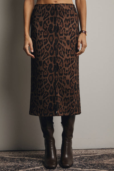 Leopard Print Midi Skirt