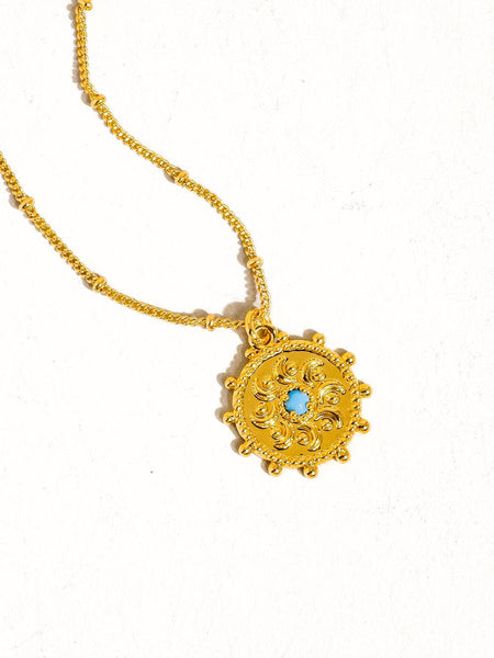 Stassie Turquoise Stone Sun Necklace