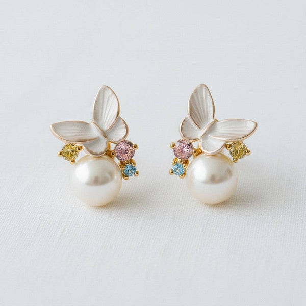 French Pearl + Butterfly Studs