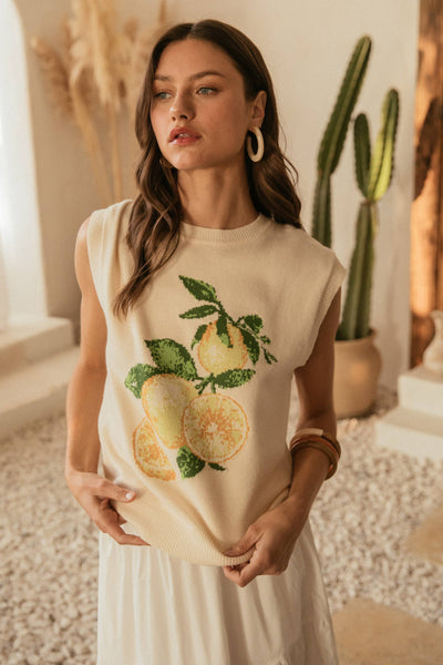 Citron Intarsia Knit Sweater