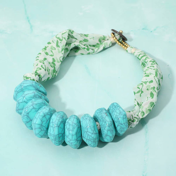 Chunky Stone Floral Necklace: Turquoise