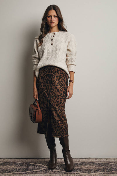 Leopard Print Midi Skirt