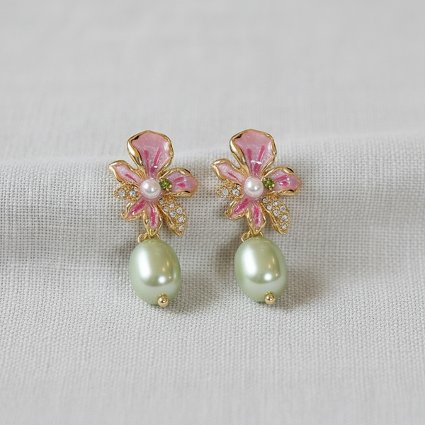 Vintage Floral Rhinestone Earrings