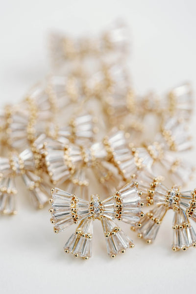 Gold Maxi Sparkler Stud Bow Earrings