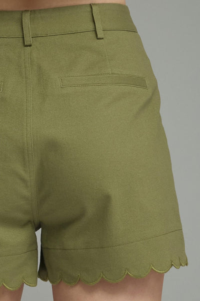 Olive Scalloped Shorts