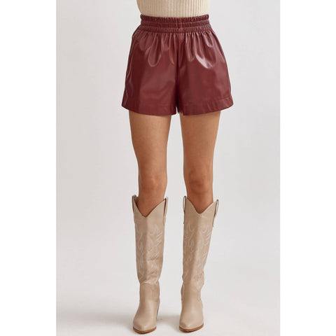 Garnet Faux Leather Shorts