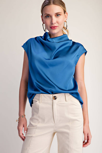 Glam Satin Blue Top