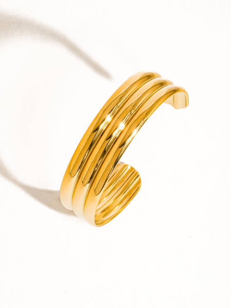 Elodie Non-Tarnish Stripe Bangle