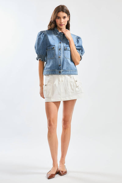 Eloise Ruffle Collar Denim Jacket