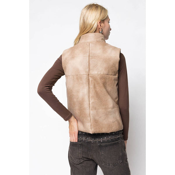 Vegan Leather Puffer Vest