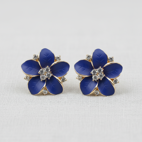 Blue Camellia Earrings