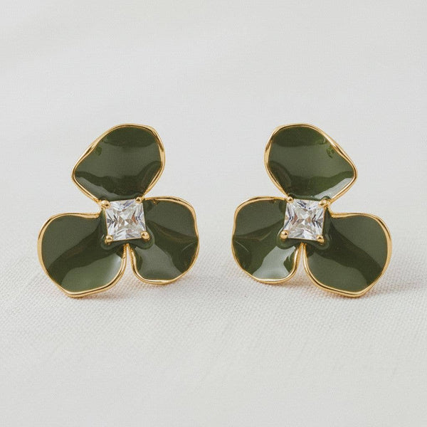 Vintage Green Floral Earrings