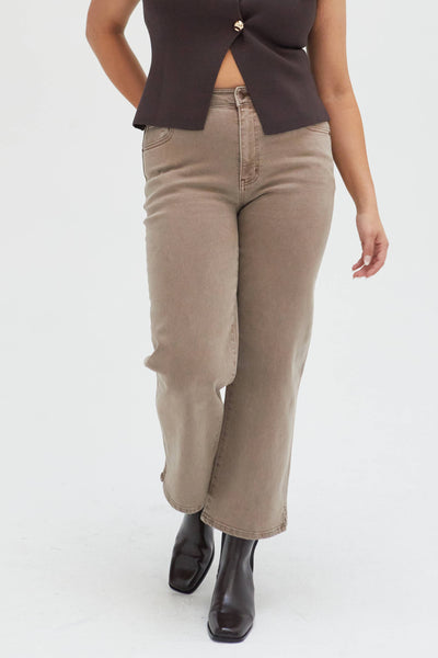 Addington Ankle Crop Mid Rise Jean, Brown