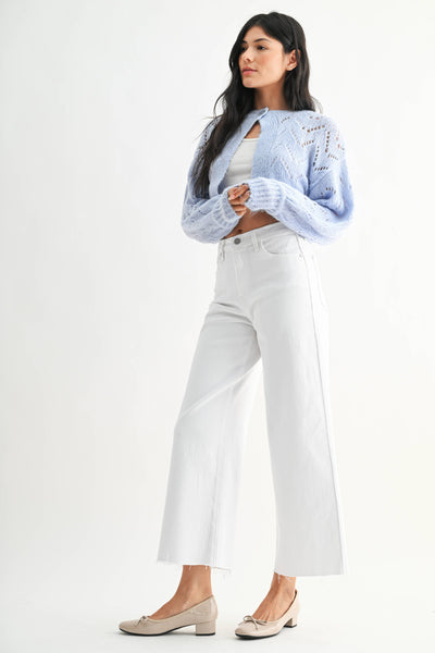 Optic White Scissor Cut Denim