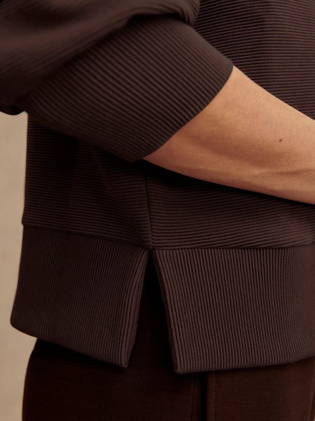 Varley Milano Half Zip Sweat in Coffee Bean