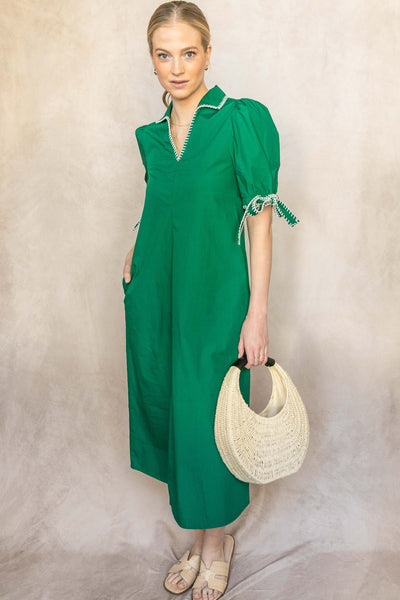 Augusta Green Poplin Dress