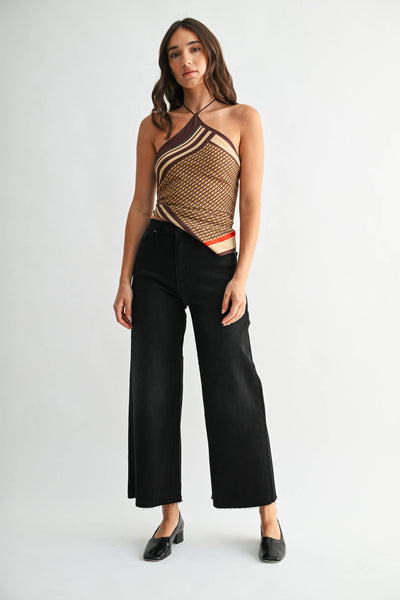High Rise Scissor Cut Black Jeans
