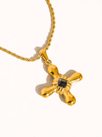 Chantal Non-Tarnish Stone Cross Necklace