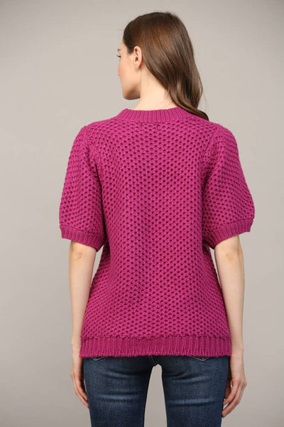 Berry Balloon Sleeve Sweater