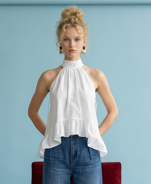 Cloud White Halter Top