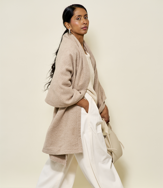 Bayside Herringbone Shawl - Wheat