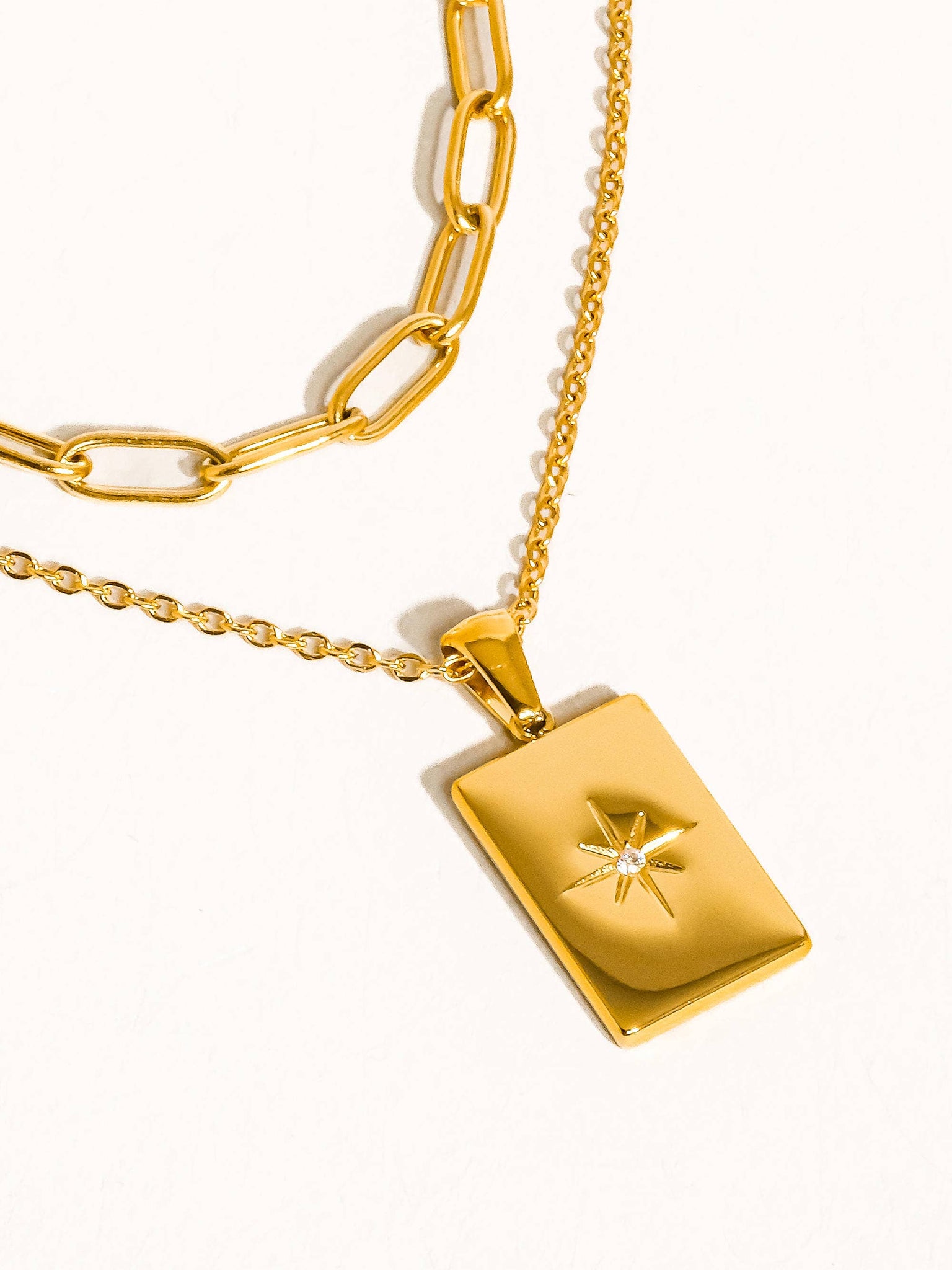Gabin Gold Non-Tarnish Layered Chain Necklace: