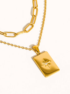 Gabin Gold Non-Tarnish Layered Chain Necklace: