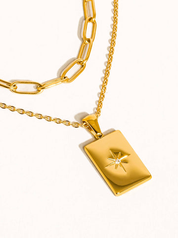 Gabin Gold Non-Tarnish Layered Chain Necklace:
