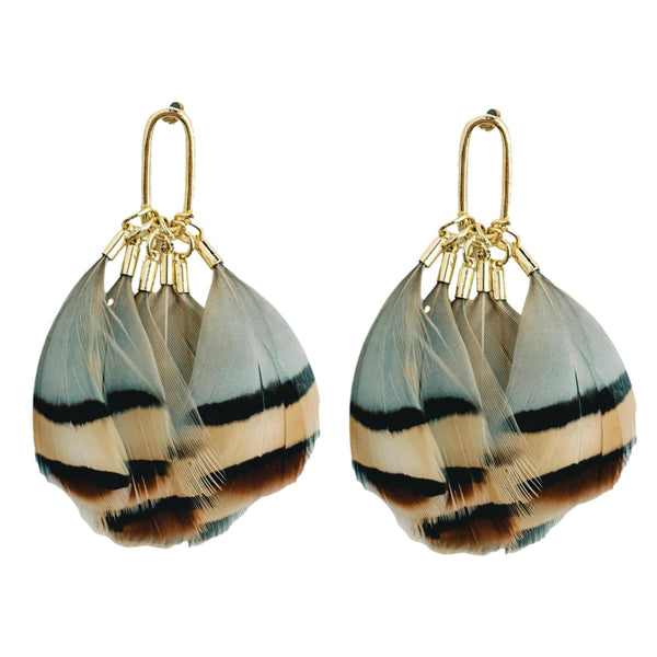 Striped Fall Feather Earrings