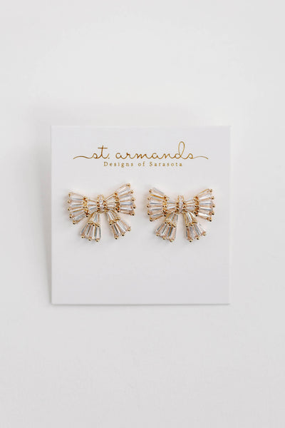 Gold Maxi Sparkler Stud Bow Earrings