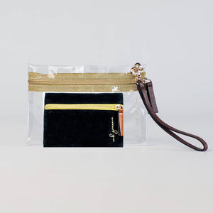 Be Clear Wristlet, Clear/Gold incl privacy pouch