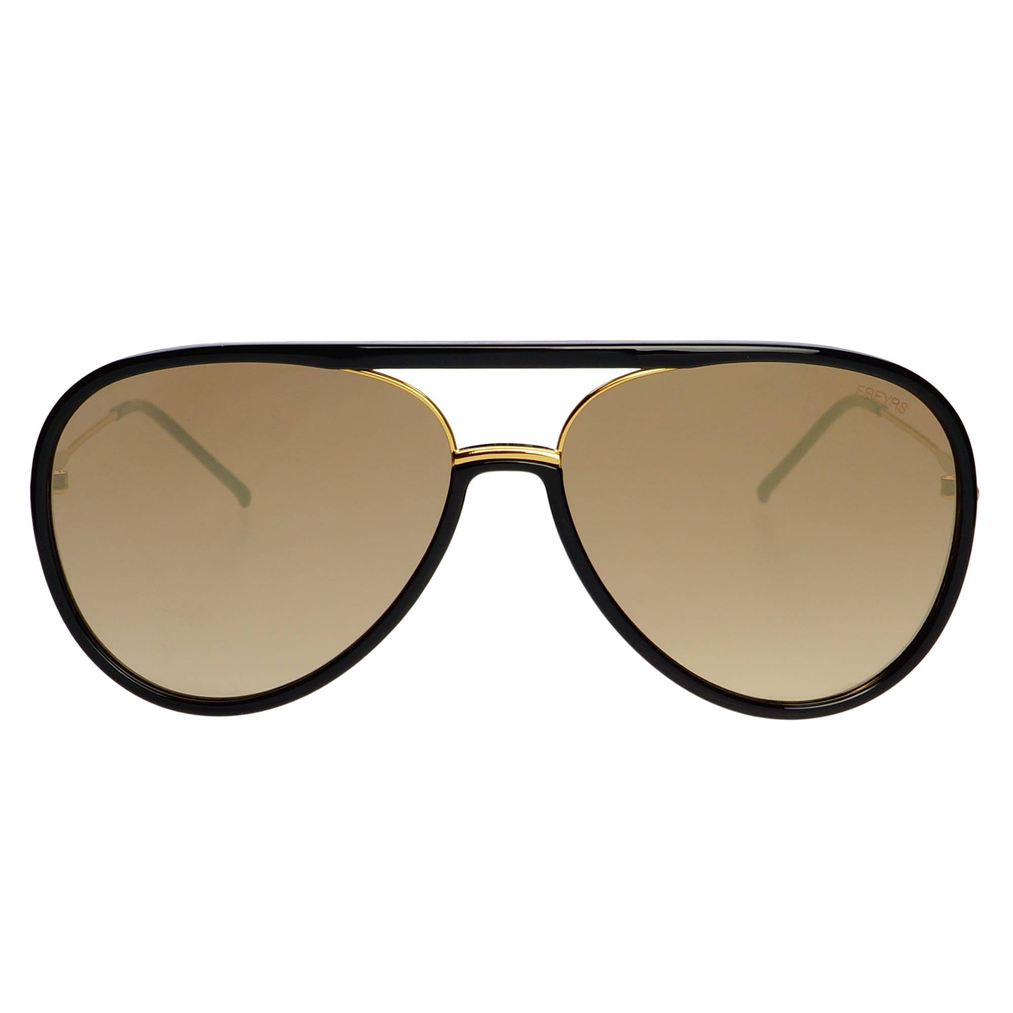 Shay Aviator Sunglasses: Black / Gold Mirrored