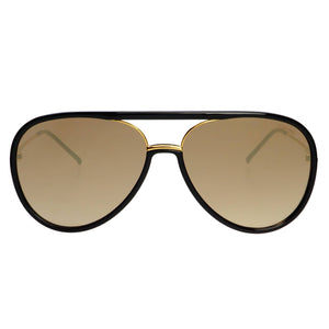 Shay Aviator Sunglasses: Black / Gold Mirrored