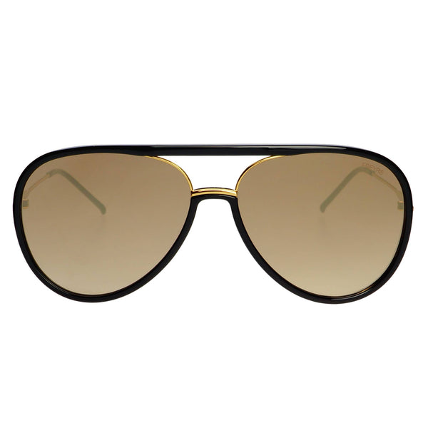 Shay Aviator Sunglasses: Black / Gold Mirrored