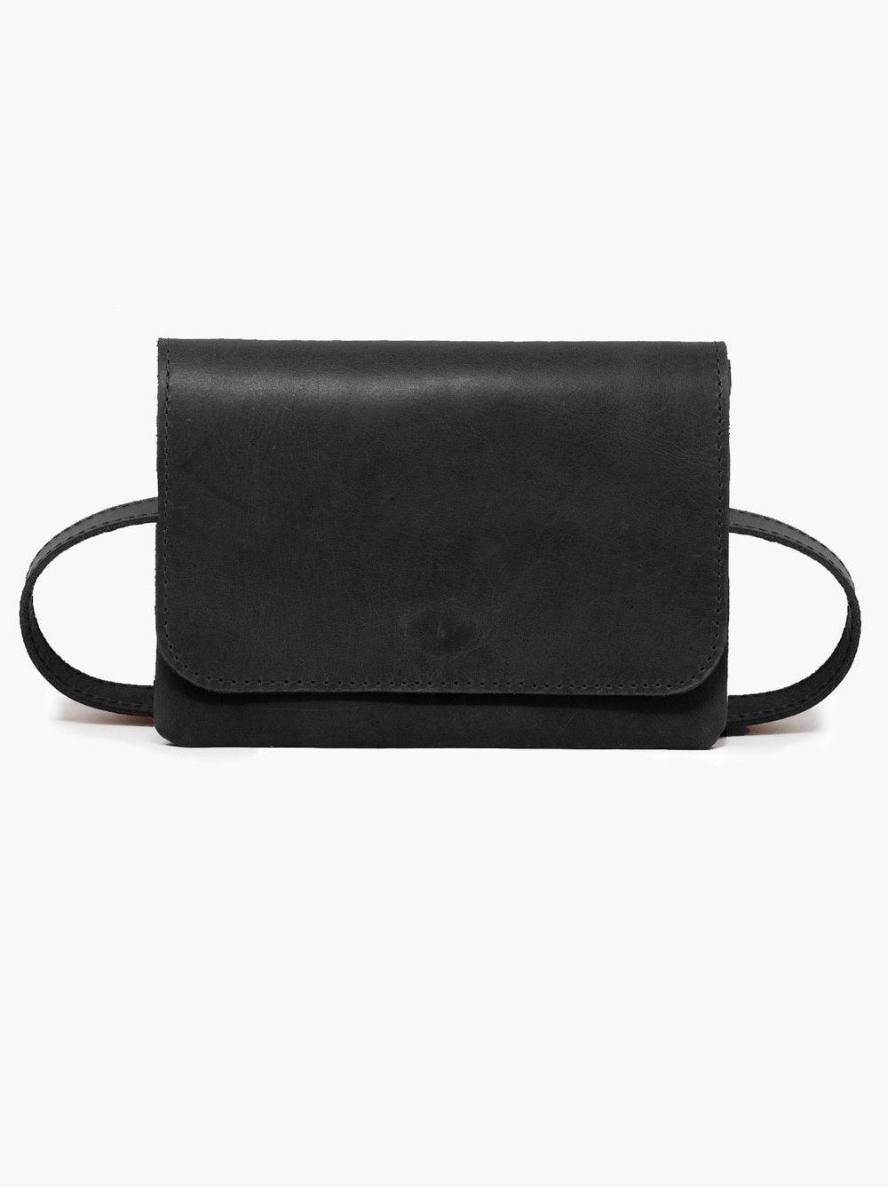 Polène  Numéro Sept Belt Bag - Black Textured Leather