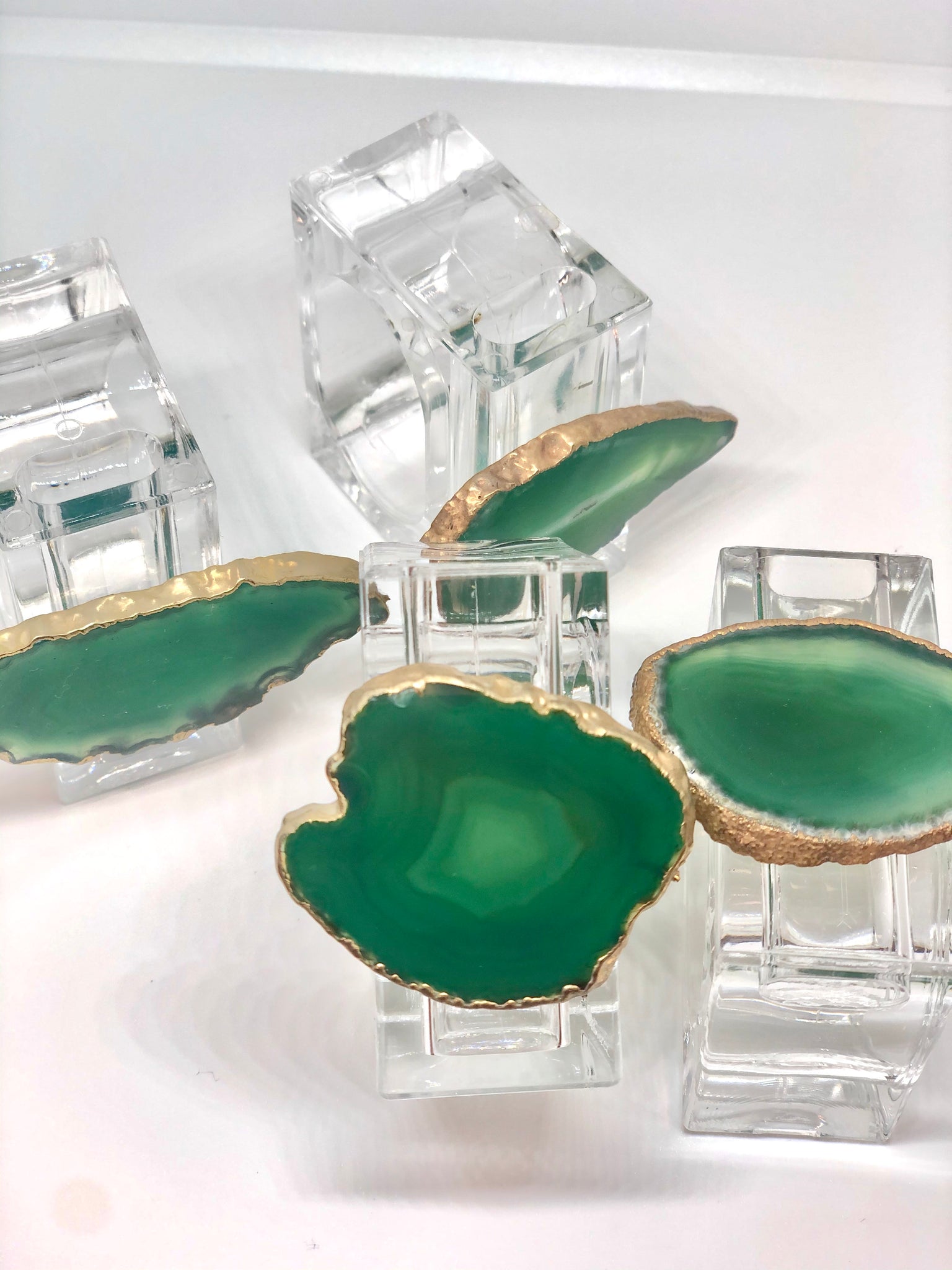 Green Agate Acrylic Napkin Rings
